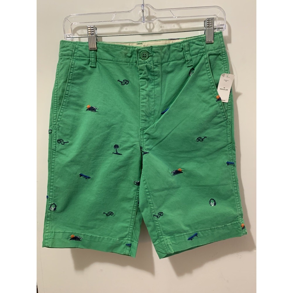 Gap Kids Boys Green Chino Size 16 Embroidered‎ Shorts Skateboard, Palm Tree NWT